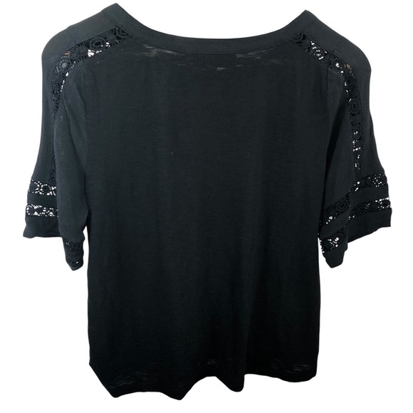 Loft Gauzy Pintuck Blouse Top Sz XS Black Embroidered Short Sleeve Boho Feminine - Picture 5 of 9
